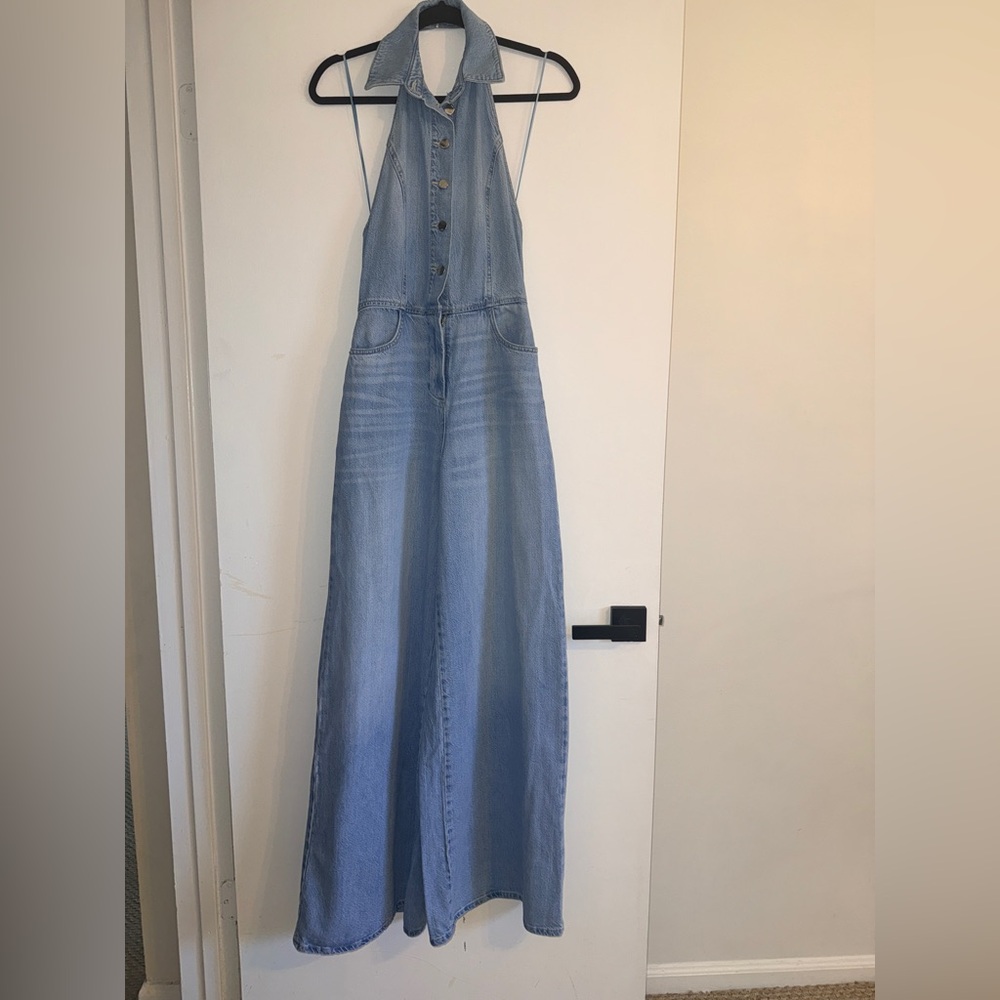 ZARA Light Blue Denim Jumpsuit SIZE: XS - Picture 8 of 15